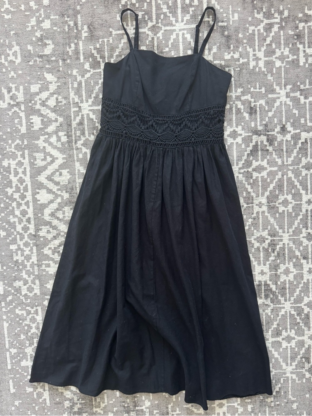 INC International Concepts Black Midi Dress with Crocheted Waist - Picture 5 of 16